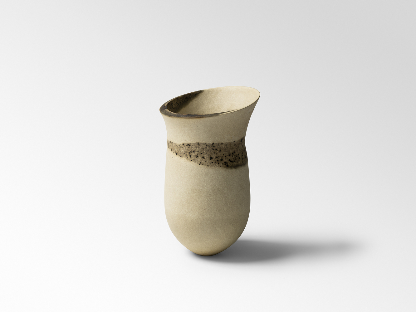 Graded ivory, speckled band, trace, tilted shelf, 2024 Graded ivory, speckled band, trace, tilted shelf, 2024