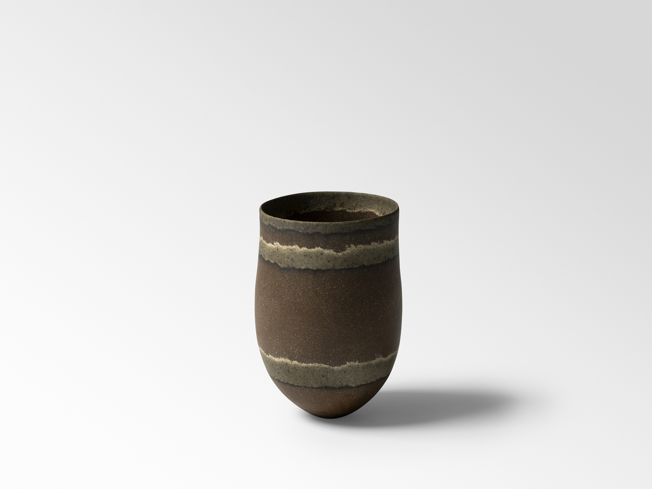 Umber, two haloed olive specked bands, olive rim, 2023 Umber, two haloed olive specked bands, olive rim, 2023